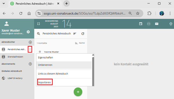 Groupware SOGo - Adressbuch Modul