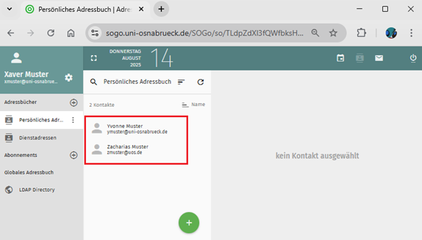 Groupware SOGo - Adressbuch Modul