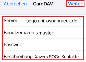 IPhone - SOGo-Adressbuch synchronisieren