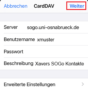 IPhone - SOGo-Adressbuch synchronisieren
