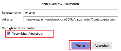 Mozilla Thunderbird - SOGo-Adressbuch synchronisieren