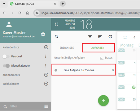 Groupware SOGo - Aufgaben Modul