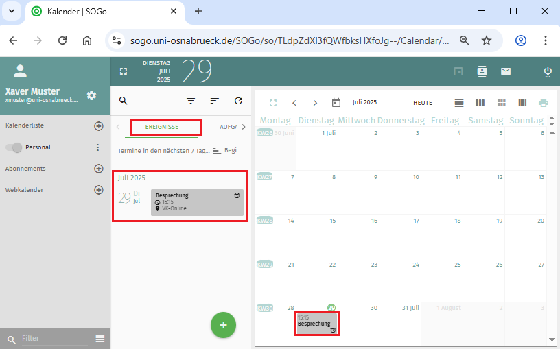 Groupware SOGo - Kalender Modul
