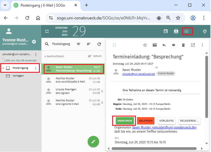 Groupware SOGo - Kalender Modul