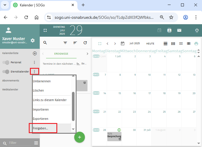 Groupware SOGo - Kalender Modul
