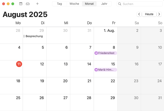SOGo-Kalender mit Apple Kalender unter MacOS synchronisieren
