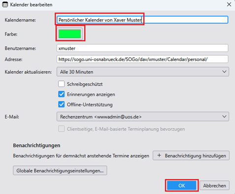 SOGo-Kalender mit Mozilla Thunderbird synchronisieren
