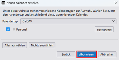 SOGo-Kalender mit Mozilla Thunderbird synchronisieren