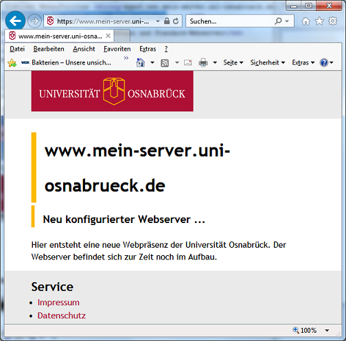 Webserver universell - Startseite