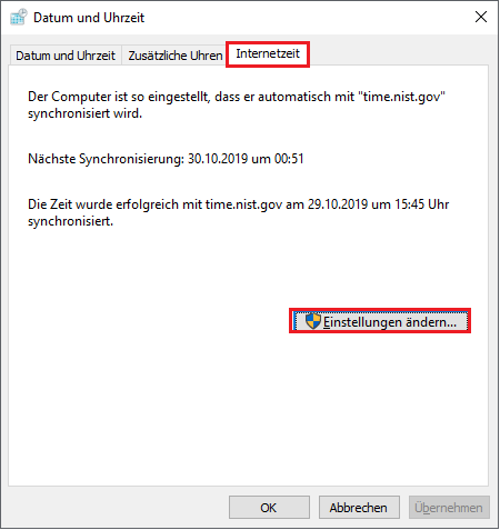 Windows- Zeitserver nutzen