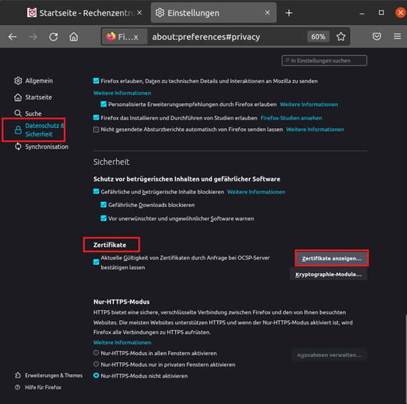 Zertifikatsimport für sichere Browserkommunikation (Bsp: Autorisierter Zugriff auf die SAP WebGUI)
