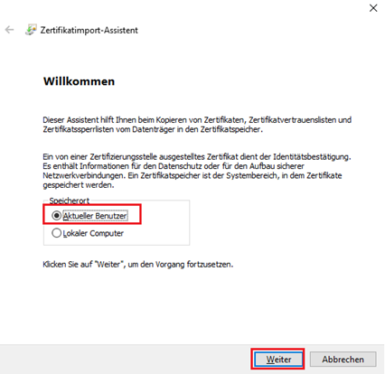 Zertifikatsimport für sichere Browserkommunikation (Bsp: Autorisierter Zugriff auf die SAP WebGUI)