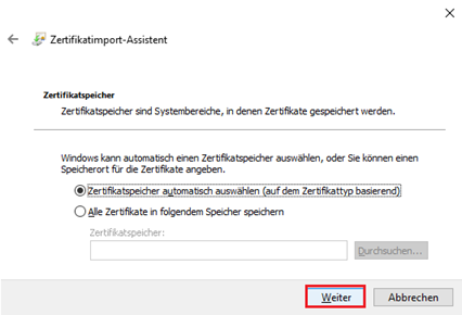 Zertifikatsimport für sichere Browserkommunikation (Bsp: Autorisierter Zugriff auf die SAP WebGUI)