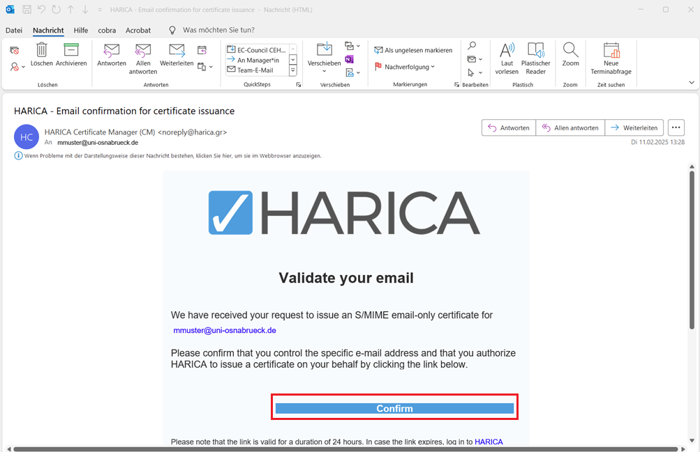 E-Mail (S/MIME)-Zertifikat beantragen
