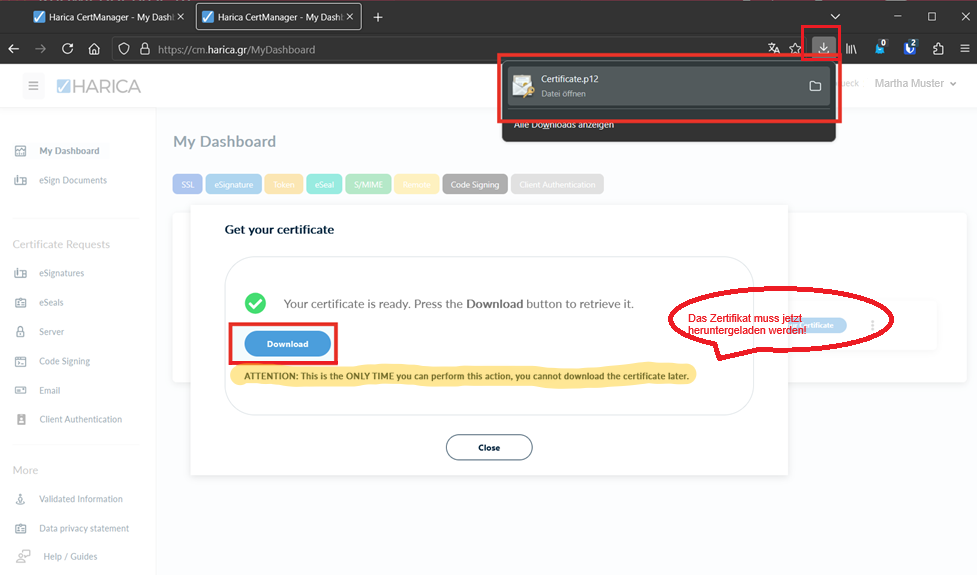 E-Mail (S/MIME)-Zertifikat beantragen