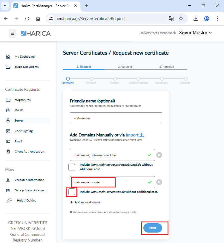 Serverzertifikat (SSL-Zertifikat) beantragen