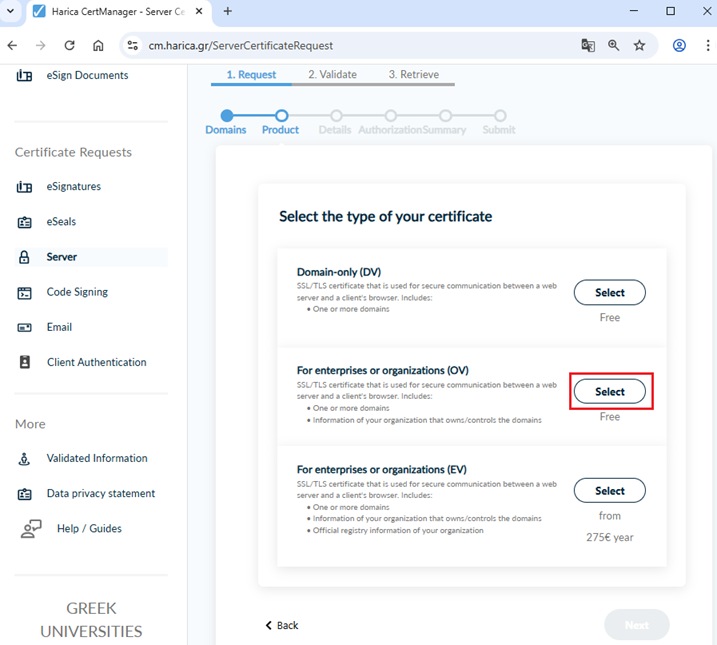 Serverzertifikat (SSL-Zertifikat) beantragen