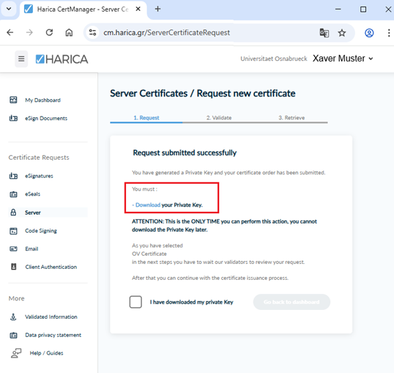Serverzertifikat (SSL-Zertifikat) beantragen